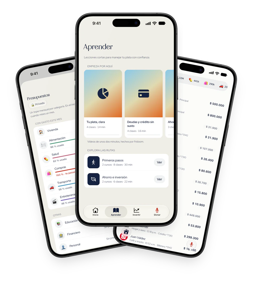 Tres iPhones con fridoom en abanico: los presupuestos, las clases de Aprender y los movimientos