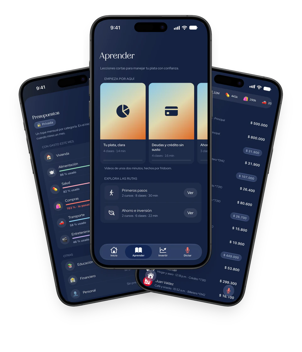 Tres iPhones con fridoom en abanico: los presupuestos, las clases de Aprender y los movimientos